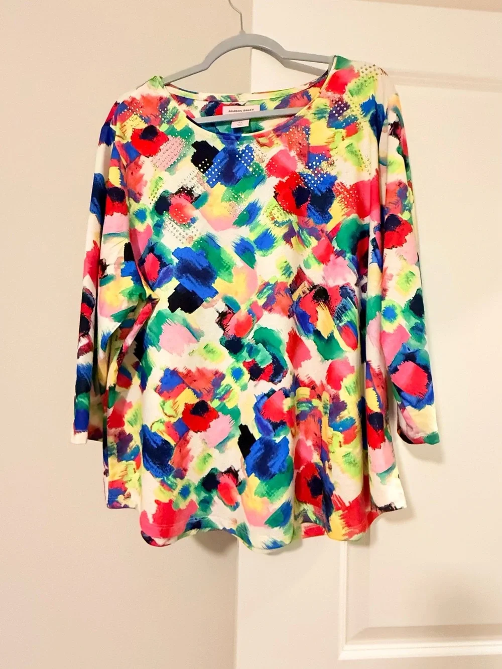 Allison Daley Multicolor Brushstroke Long-Sleeve Top - Picture 2 of 8